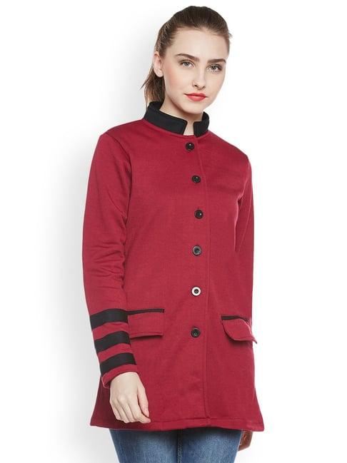 belle fille maroon regular fit coat