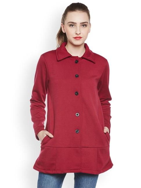 belle fille maroon regular fit coat