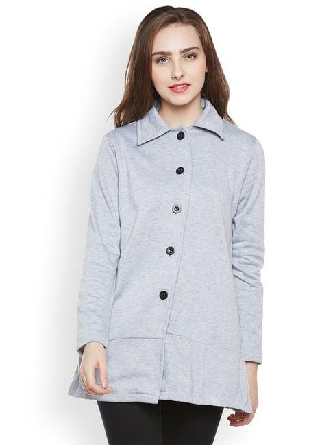 belle fille grey melange textured coat