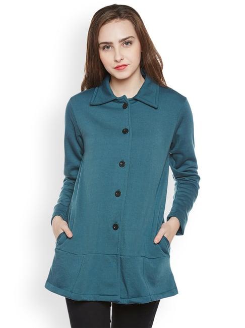 belle fille green regular fit coat