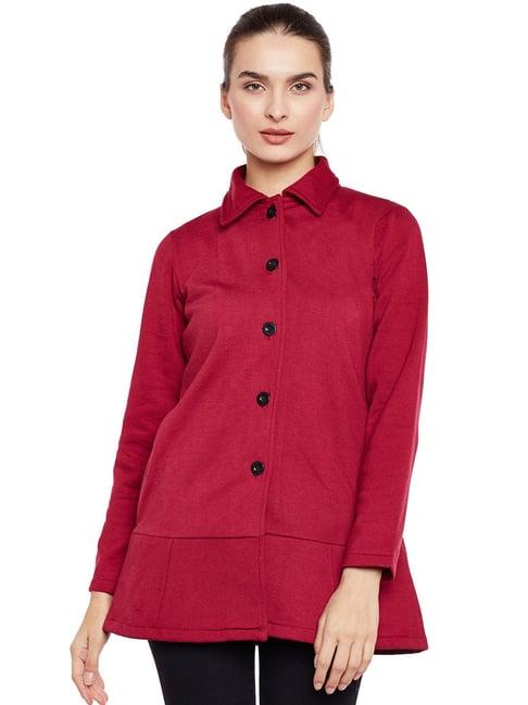 belle fille maroon regular fit coat