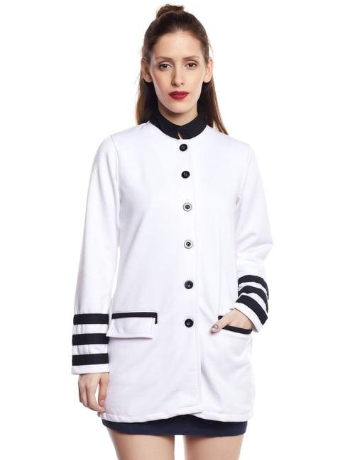 belle fille white & black regular fit coat