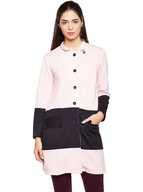 belle fille pink & black regular fit long coat