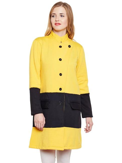 belle fille yellow & black regular fit long coat