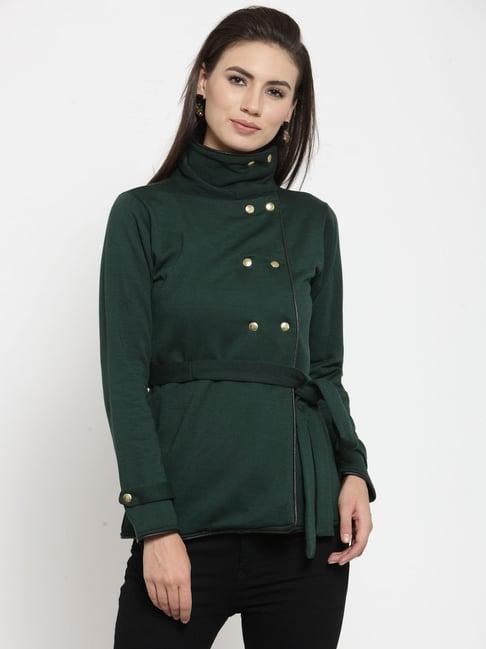 belle fille bottle green regular fit jacket