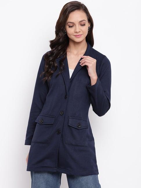 belle fille navy regular fit long coat