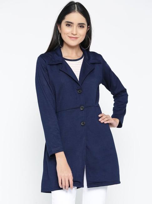 belle fille navy regular fit long coat