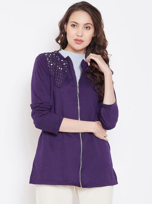 belle fille purple embellished jacket