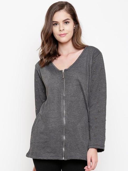 belle fille dark grey embellished jacket