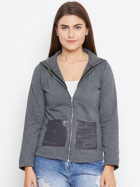 belle fille dark grey embellished jacket