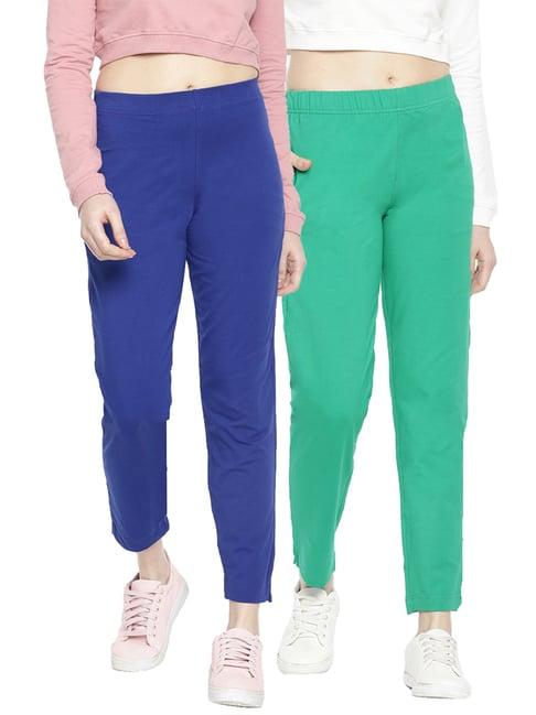 dollar missy green & blue elasticated trousers - pack of 2