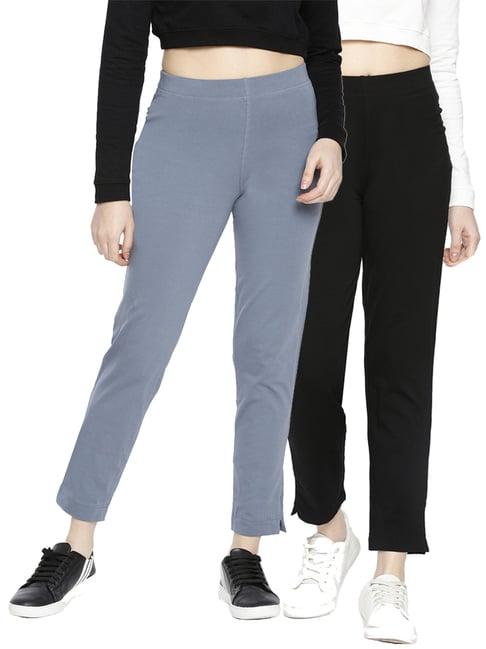 dollar missy grey & black elasticated trousers - pack of 2