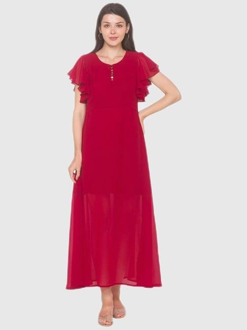 iti red regular fit dress