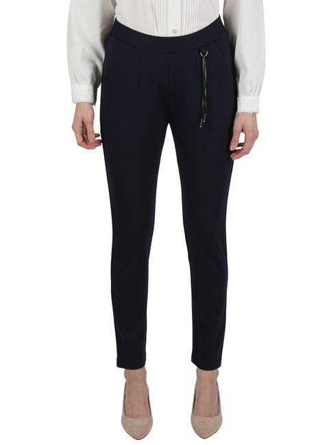 monte carlo navy mid rise trousers