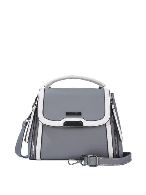 luvoksi grey & white solid medium handbag