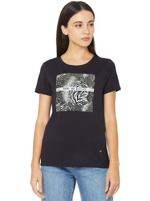 spykar navy printed t-shirt