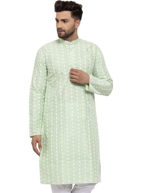 jompers green cotton regular fit abstract kurta