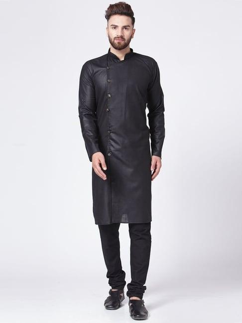 jompers black cotton regular fit kurta & churidar