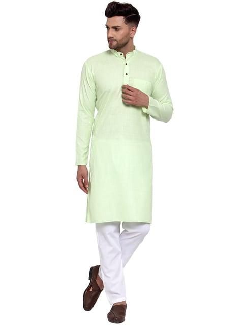 jompers green cotton regular fit kurta & payjama