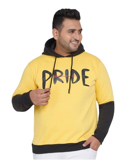 john pride yellow plus size hooded sweatshirt