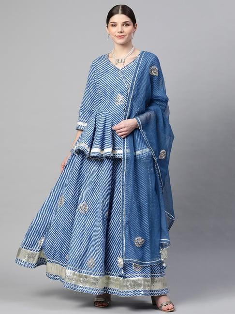 divena blue embellished lehenga set