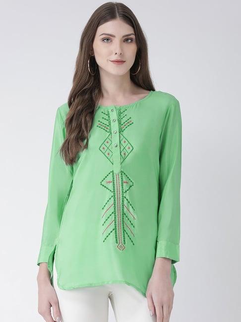 span green embroidered top