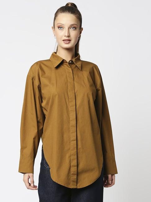 remanika tan pure cotton shirt