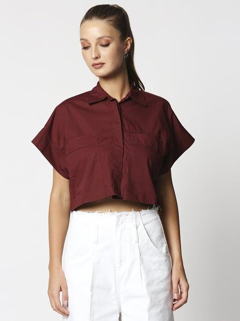 remanika maroon pure cotton shirt