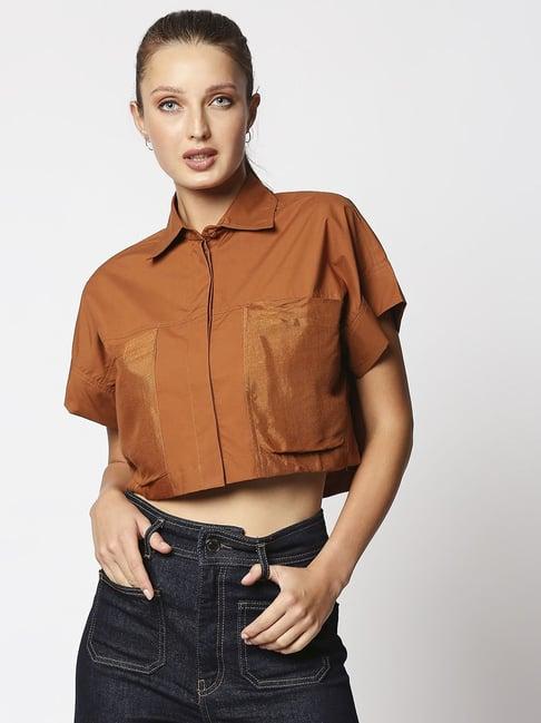 remanika tan pure cotton shirt