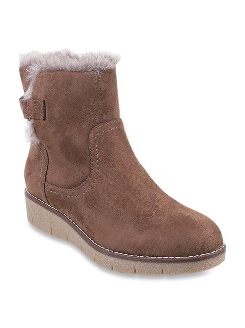 metro women's khaki wedge booties