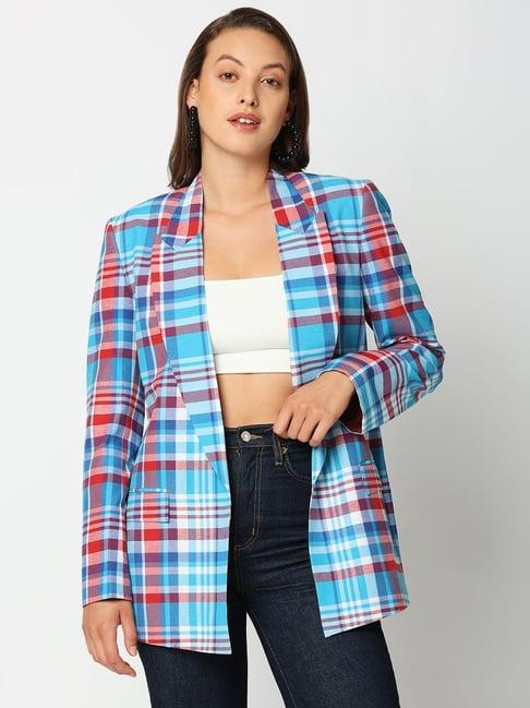 remanika blue chequered jacket