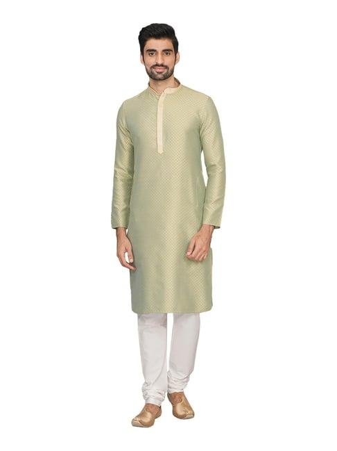 manyavar green art silk festive kurta set