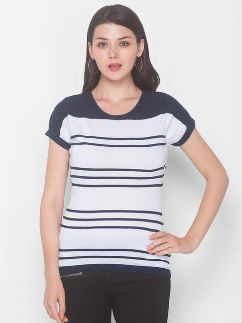 globus navy & white cotton striped sweater