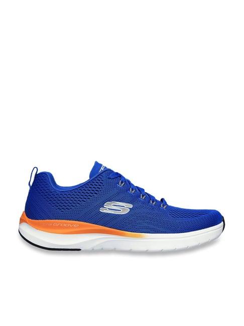 skechers men's ultra groove - templar blue orange casual lace up shoe