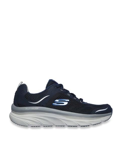 skechers men's d'lux walker - navy grey casual lace up shoe