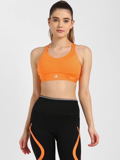 adidas orange non wired padded sports bra