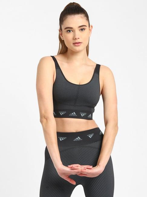 adidas grey non wired padded aeroknit b sports bra