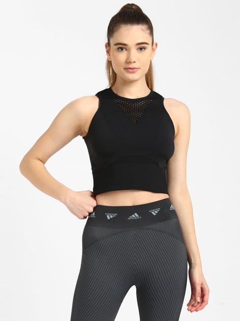 adidas black fitted crop top