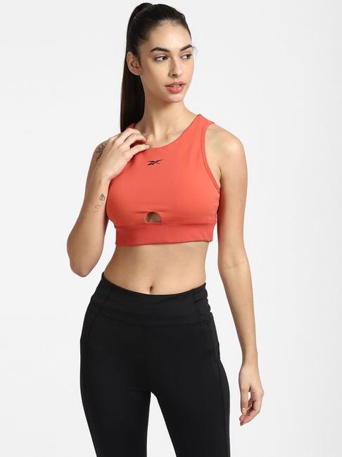 reebok orange fitted crop top