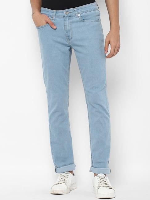 forever 21 sky blue mid waist straight fit regular length jeans