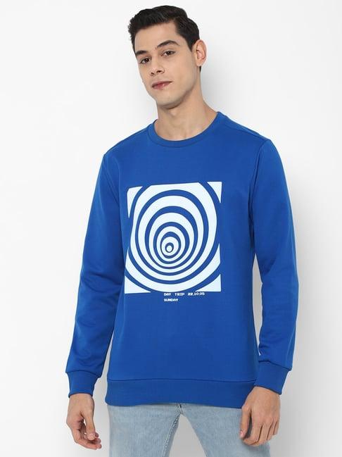 forever 21 deep blue printed regular fit sweatshirt