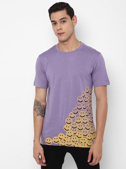 forever 21 purple printed regular fit t-shirt