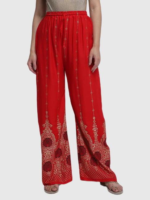 aditi wasan red printed palazzos