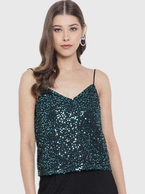 trend arrest green embellished top