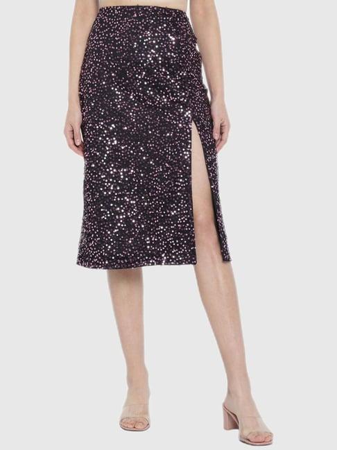 trend arrest purple embellished skirt