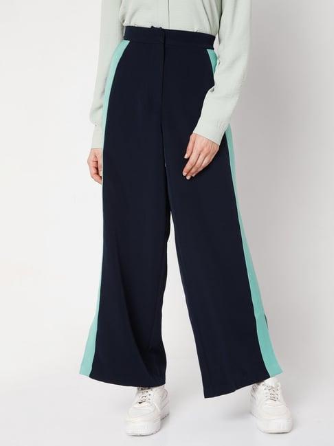 vero moda navy flared fit elasticated pants