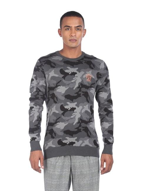 u.s. polo assn. grey regular fit camouflage sweater