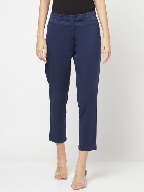 fabindia blue mid rise pants