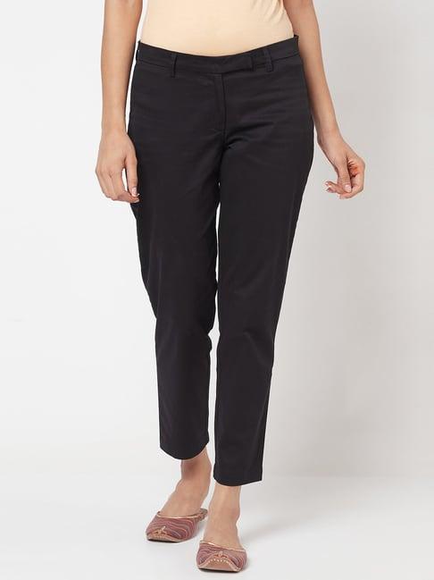 fabindia black mid rise pants