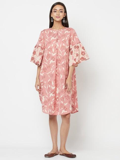 fabindia pink cotton linen printed tunic